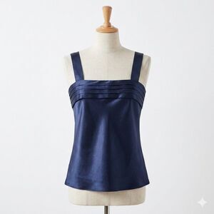 Unmentionables Vintage Satin Camisole Top Navy Blue Sz Med Lingerie/ Tank Top